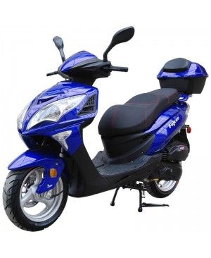 200cc Gas Moped Scooter Falcon Blue, 200cc Automatic CVT Engine, Big Wheel and Body