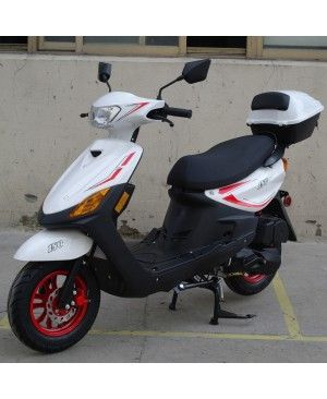 150cc Moped Scooter RZ 150 WHITE with New Design Sporty Look, Electric and Kick Start, Low Seat Height (Ready to Ride Package)